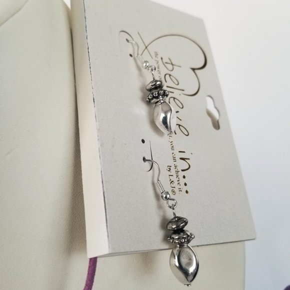 L&J Believe in Charm Necklace Earring Set Pink & Silver - Picture 7 of 13